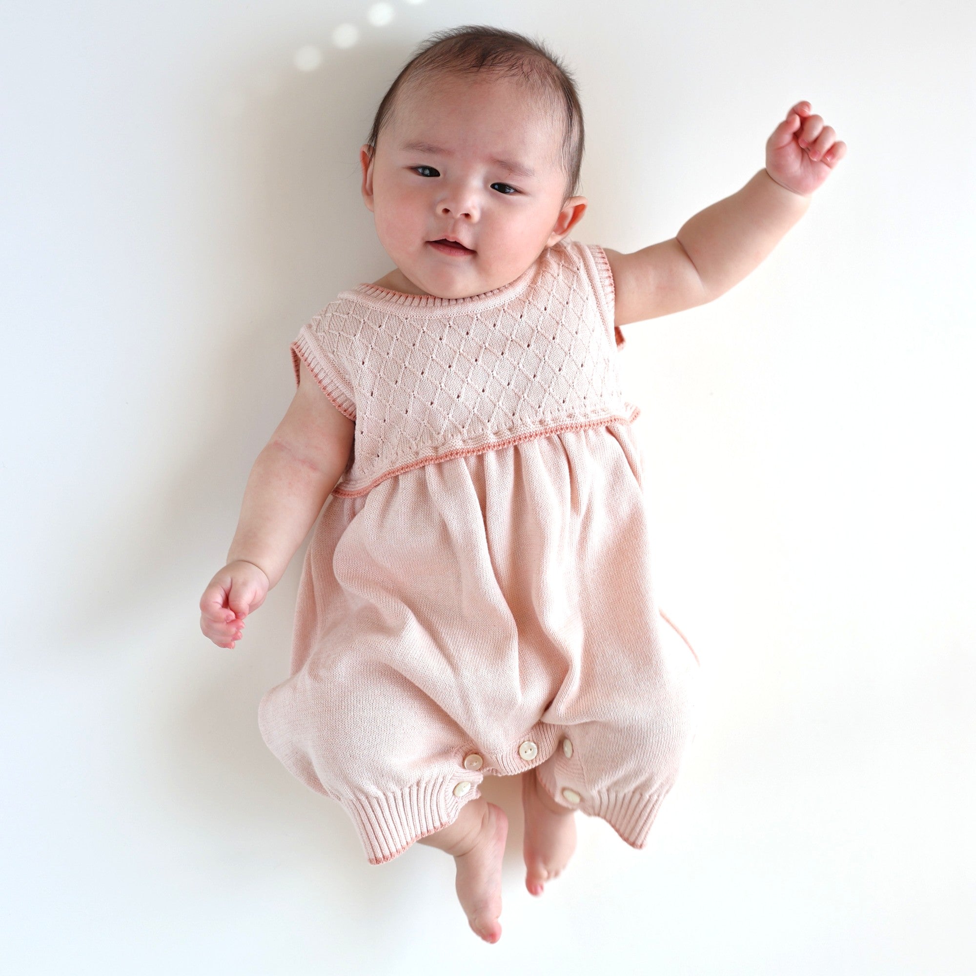 スモッキングロンパース(さくらねずみ)