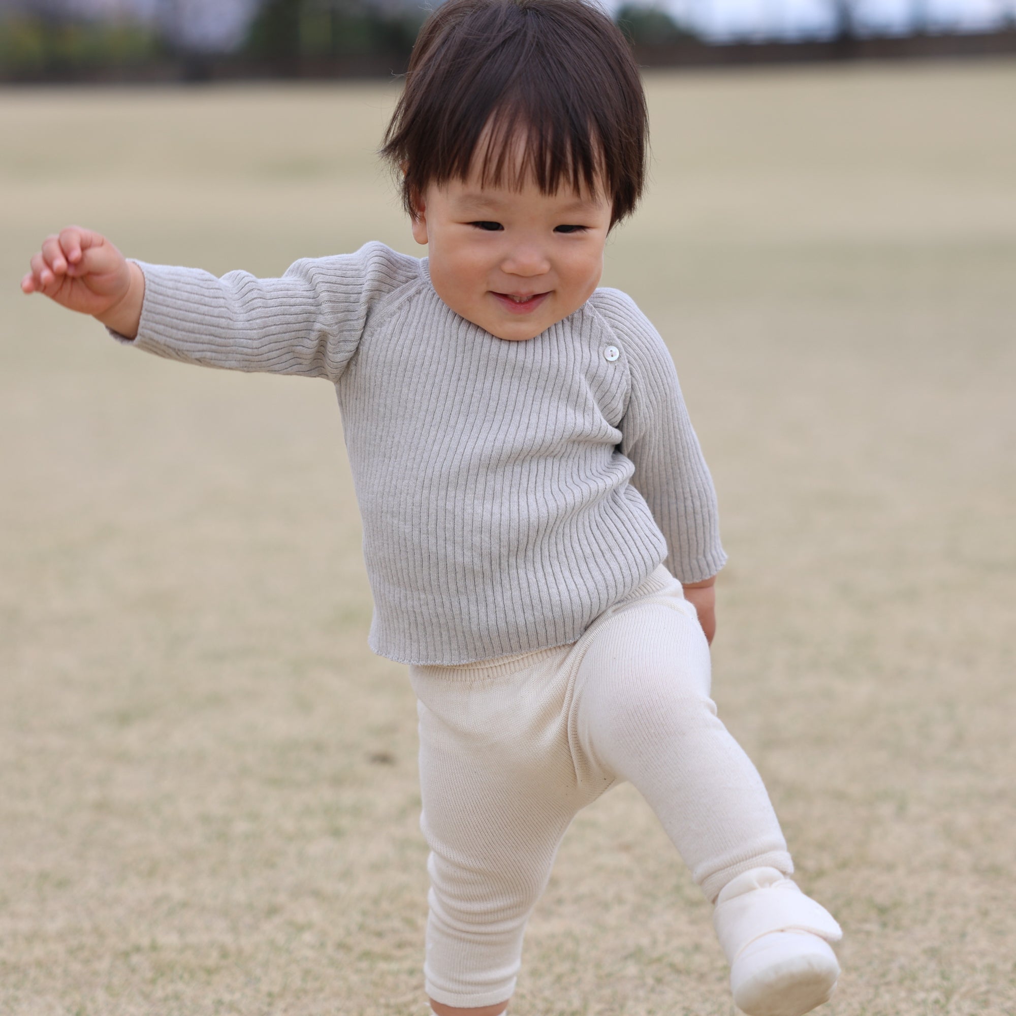 オーガニックコットンラグランリブニット(古色)