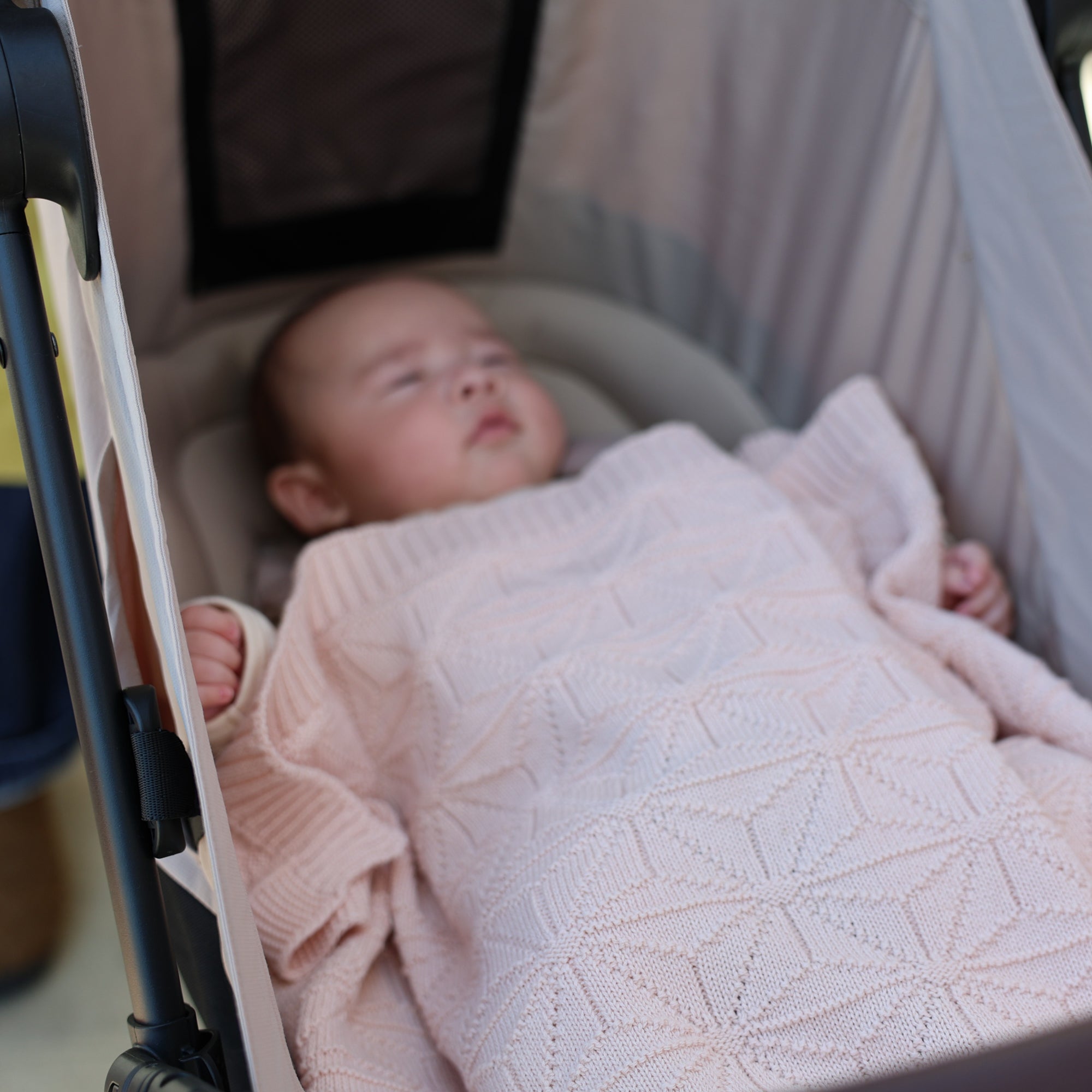 麻の葉柄ニットアフガン(さくらねずみ)