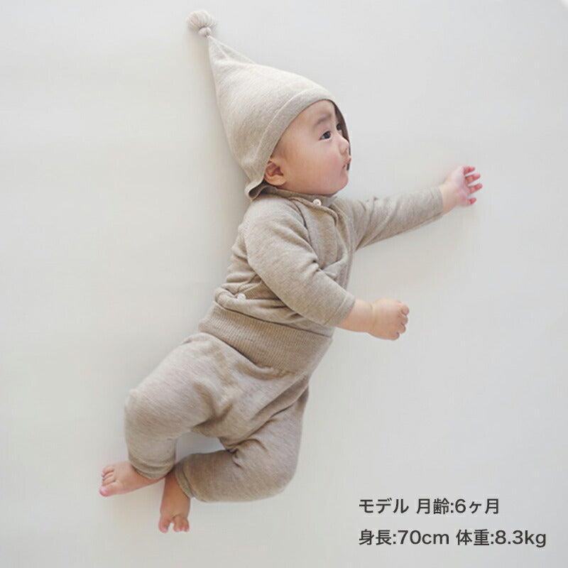 カシミヤ×シルク×コットン 縫い目のないパンツ(ブラウン)