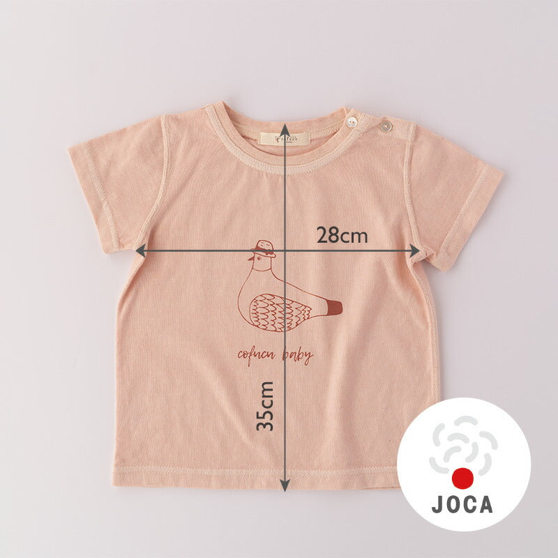 ベンガラ染めTシャツ 鳩(春桜色)