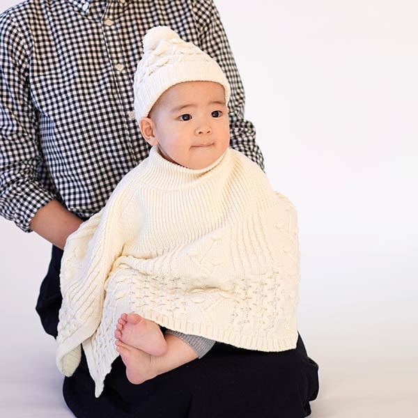 ウインザーオパール アラン柄ポンチョ(オフ白)