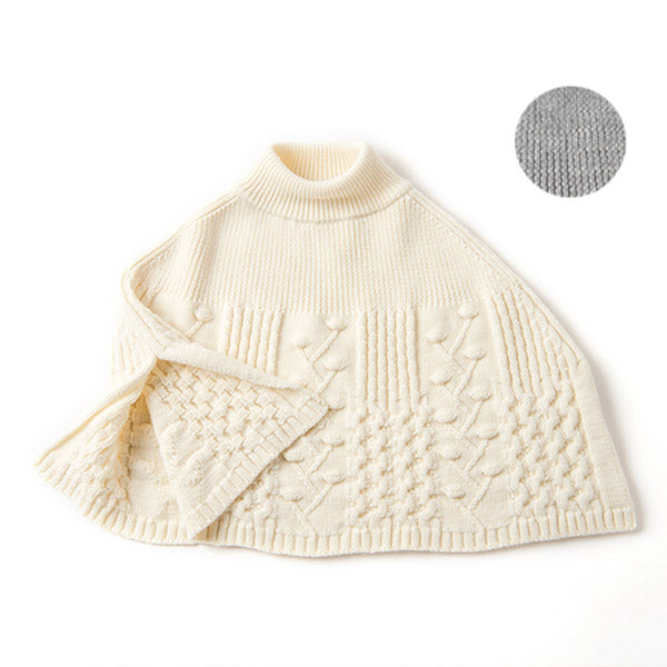 ウインザーオパール アラン柄ポンチョ(オフ白)