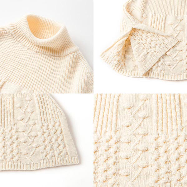 ウインザーオパール アラン柄ポンチョ(オフ白)