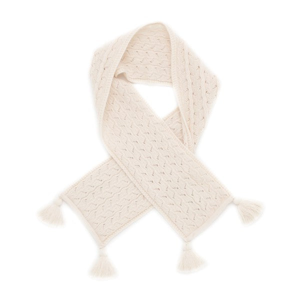 透かし柄マフラー(タッセル付き)