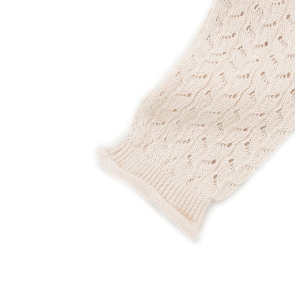 透かし柄レッグウォーマー (タッセル付き)