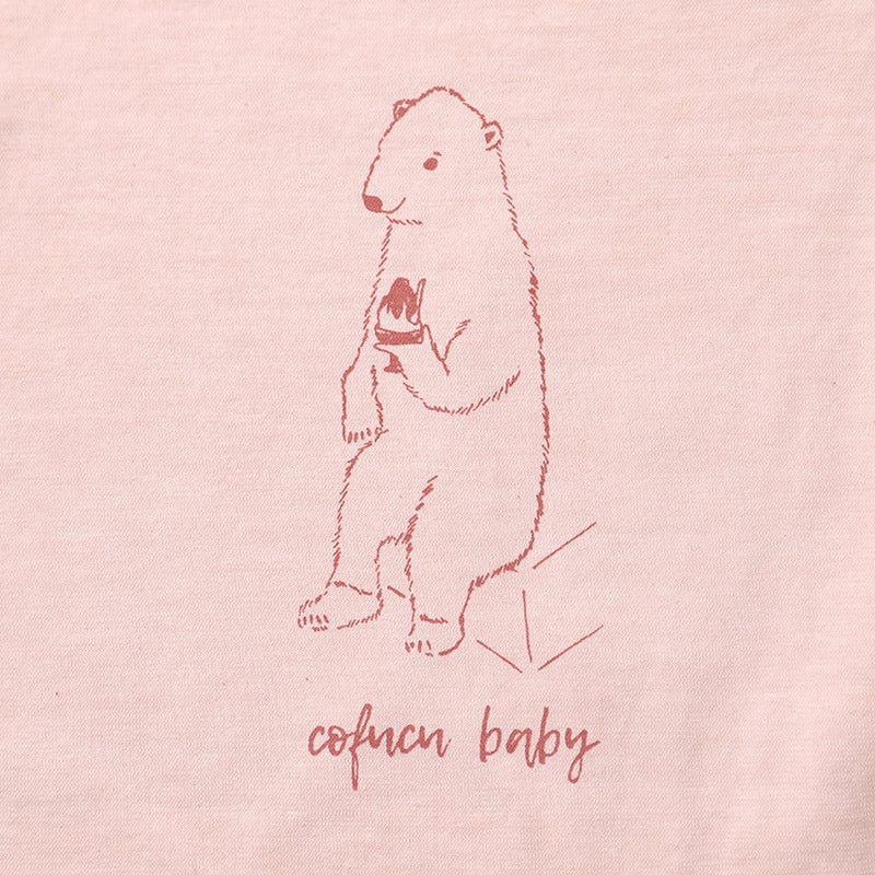 ベンガラ染めTシャツ 白熊(春桜色)