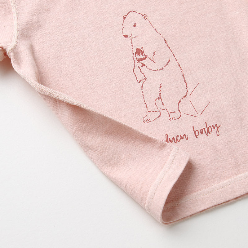 ベンガラ染めTシャツ 白熊(春桜色)