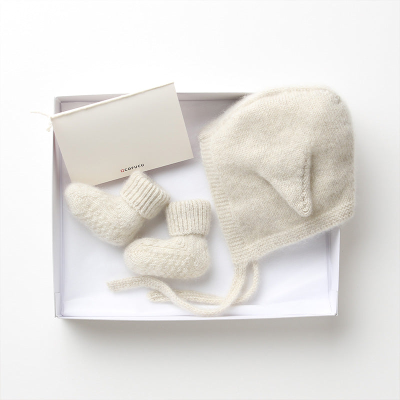 こひつじ 帽子とブーティのセット