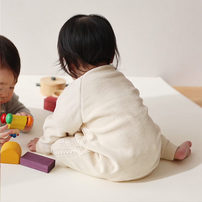 ラグランカバーオール 縄編み