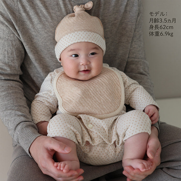 ドット柄リバーシブル結び帽