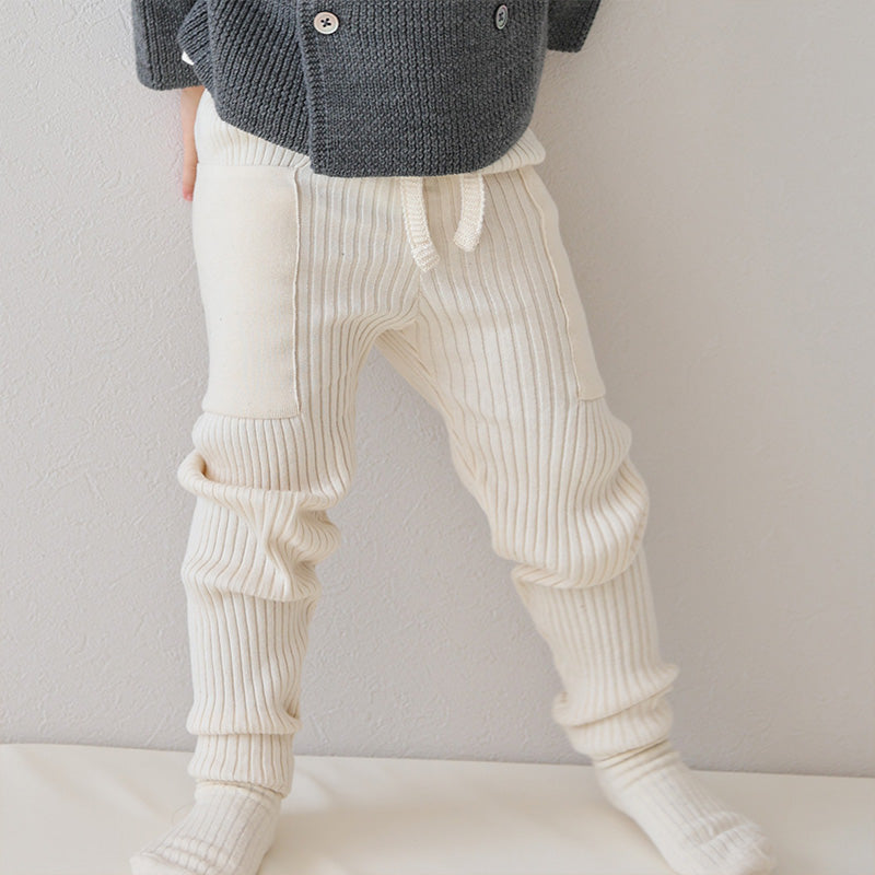 ポケット付きリブレギンス