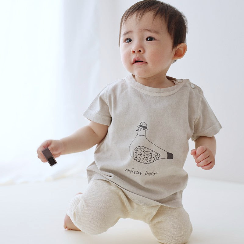 ベンガラ染めTシャツ 鳩(深川色)