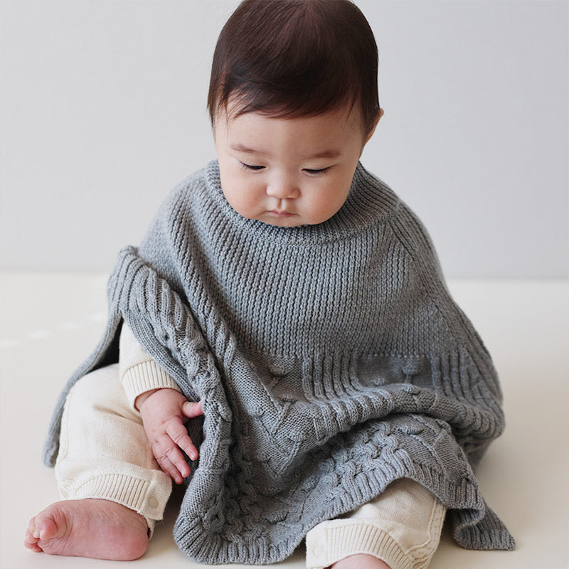 ウインザーオパール アラン柄ポンチョ(グレー)