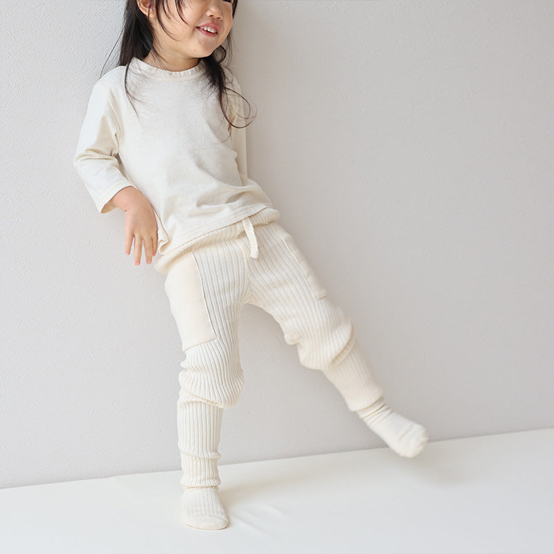 ポケット付きリブレギンス