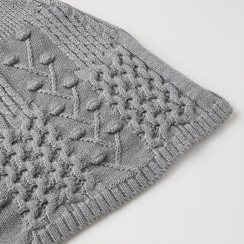 ウインザーオパール アラン柄ポンチョ(グレー)