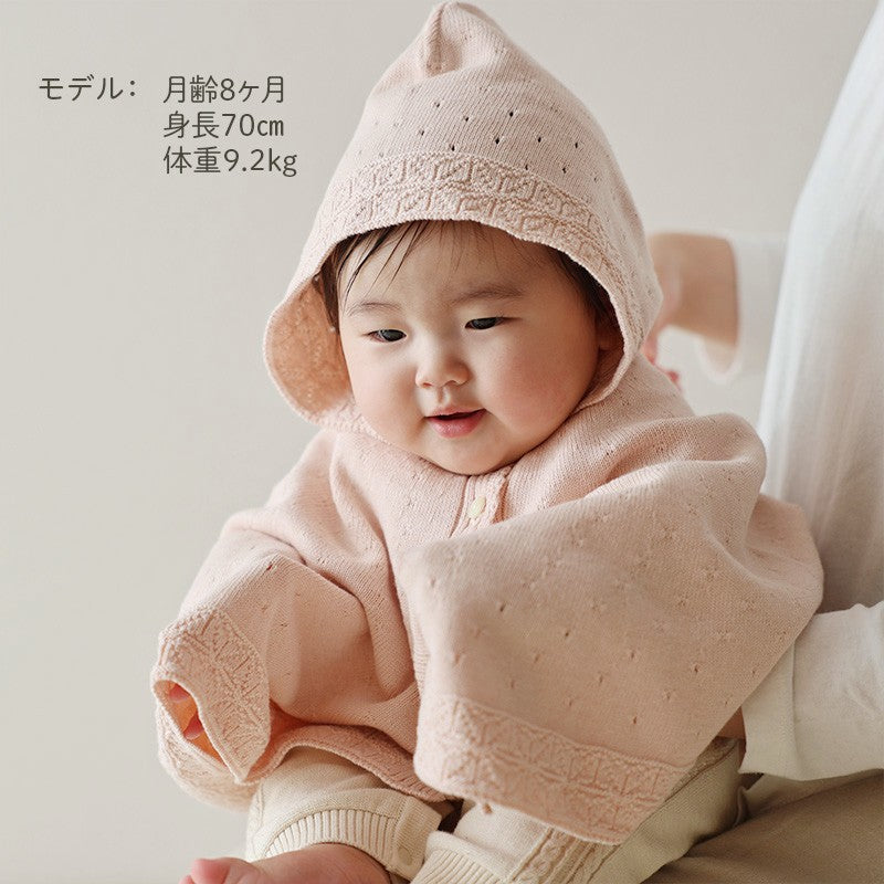 麻の葉柄マント(さくらねずみ)