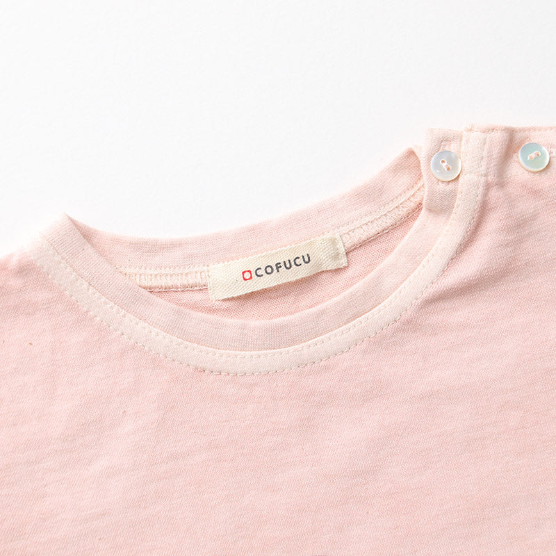ベンガラ染めTシャツ 白熊(春桜色)
