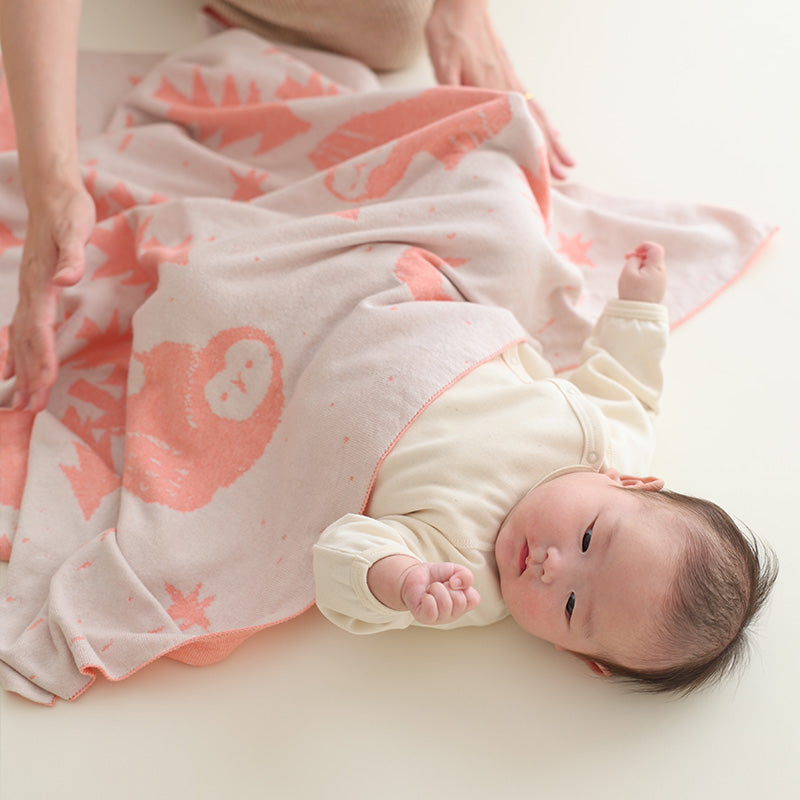 ふくろうアフガン (くれない)