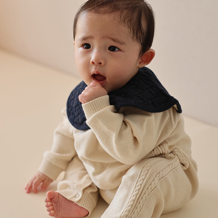 ラグランカバーオール 縄編み