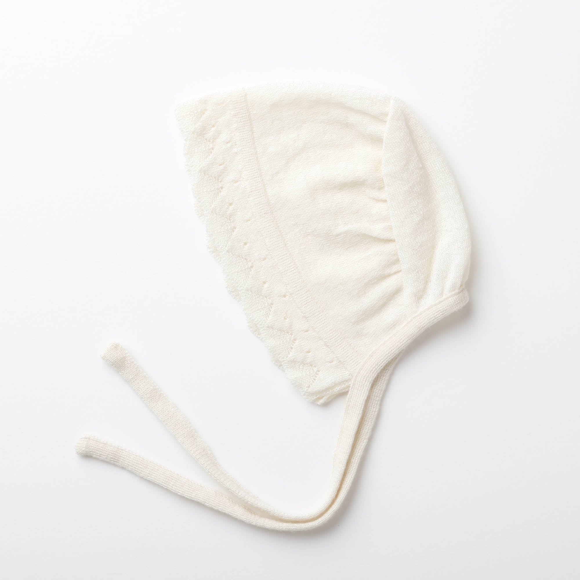 カシミヤ×シルク×コットン ベビードレス&帽子(アイボリー)