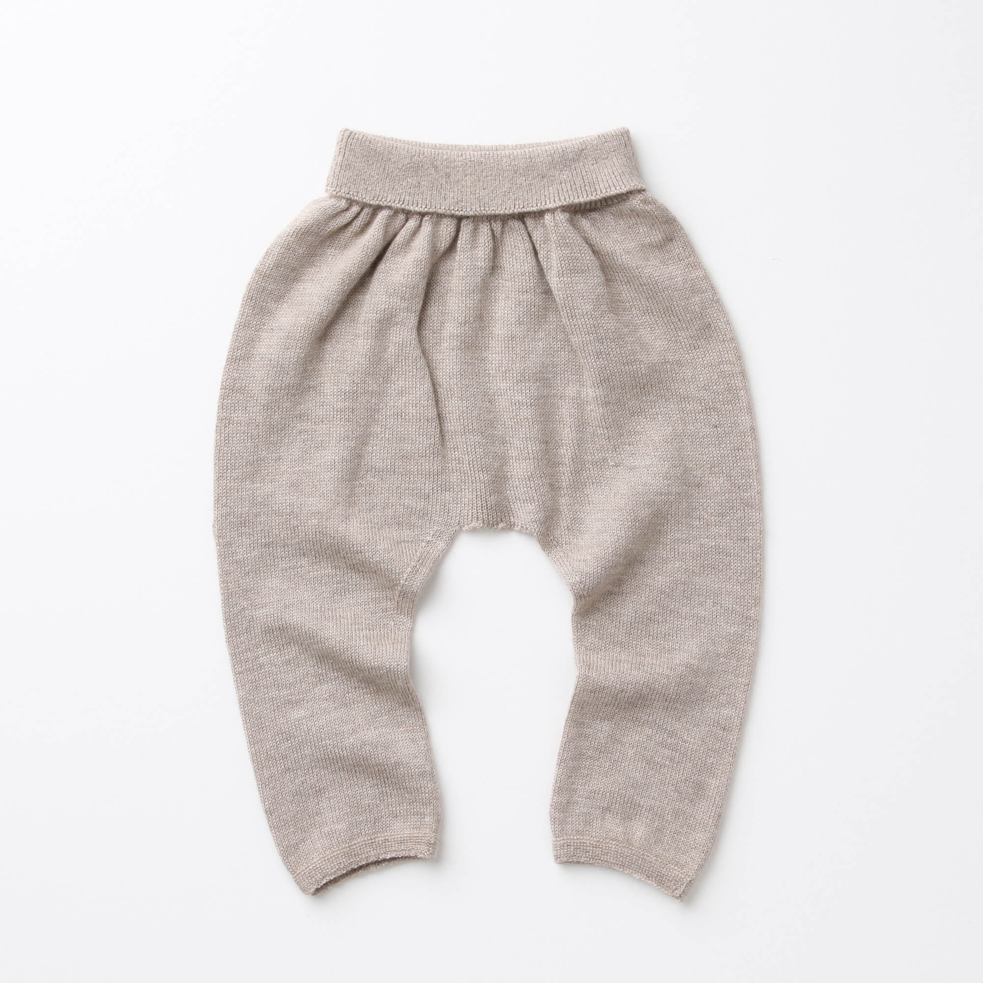 カシミヤ×シルク×コットン 縫い目のないパンツ(ブラウン)