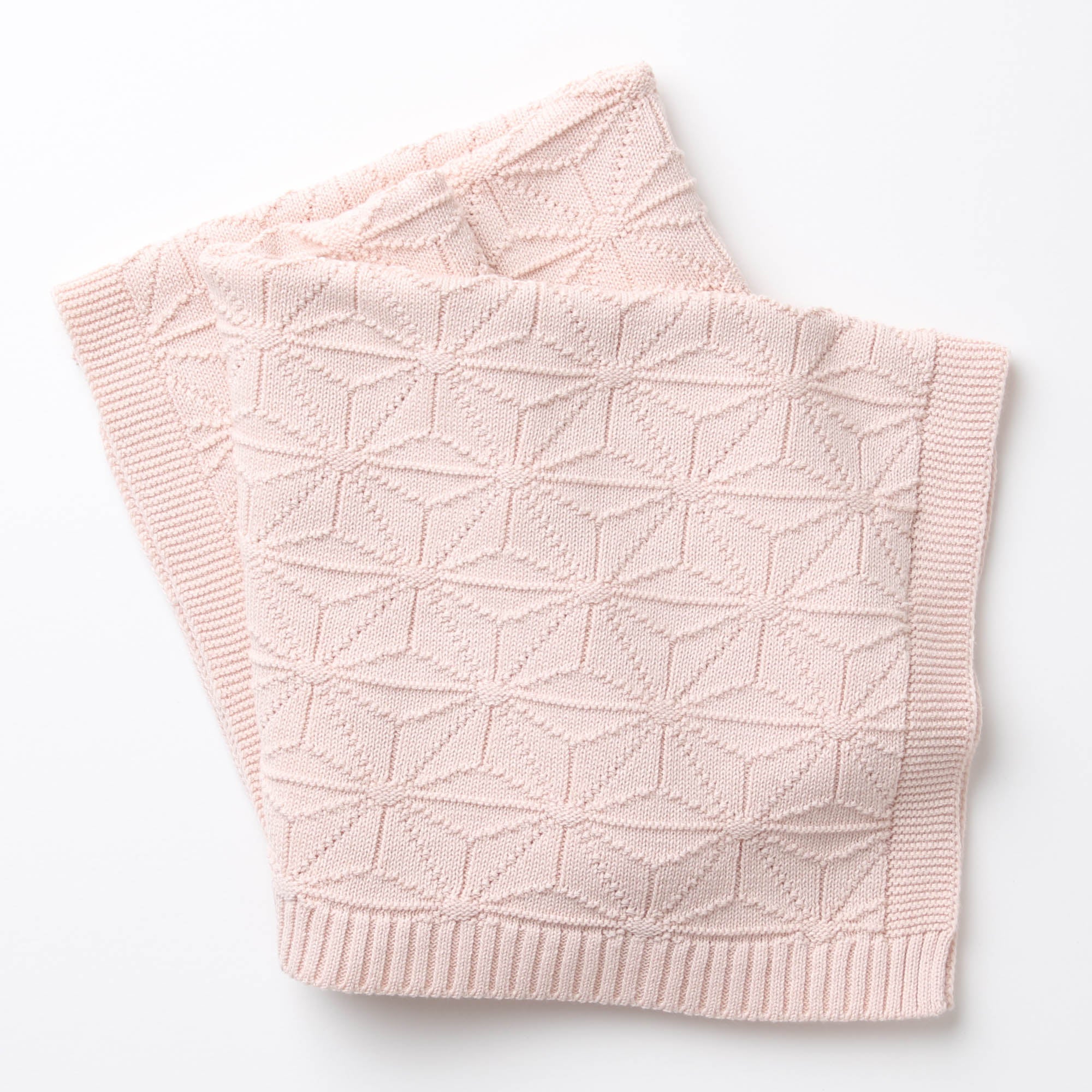 麻の葉柄ニットアフガン(さくらねずみ)