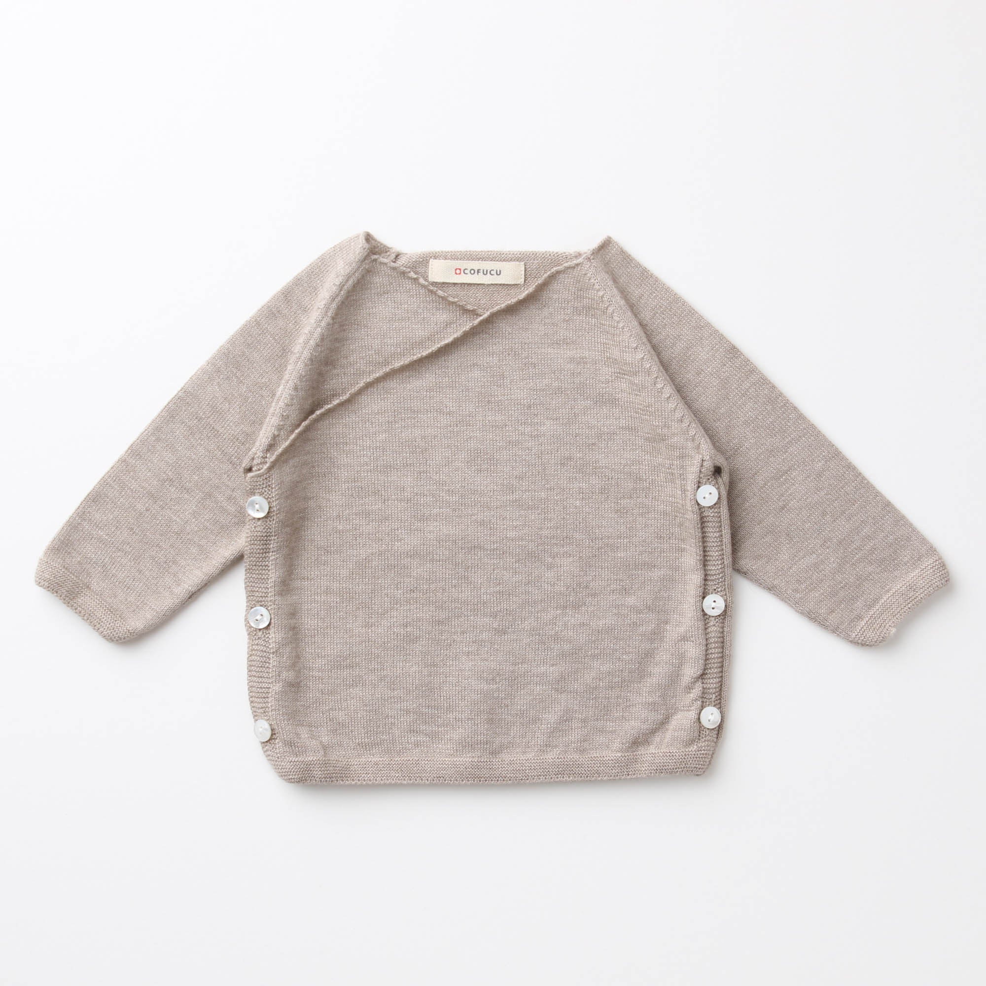カシミヤ×シルク×コットン キモノ合わせ長袖上着(ブラウン)