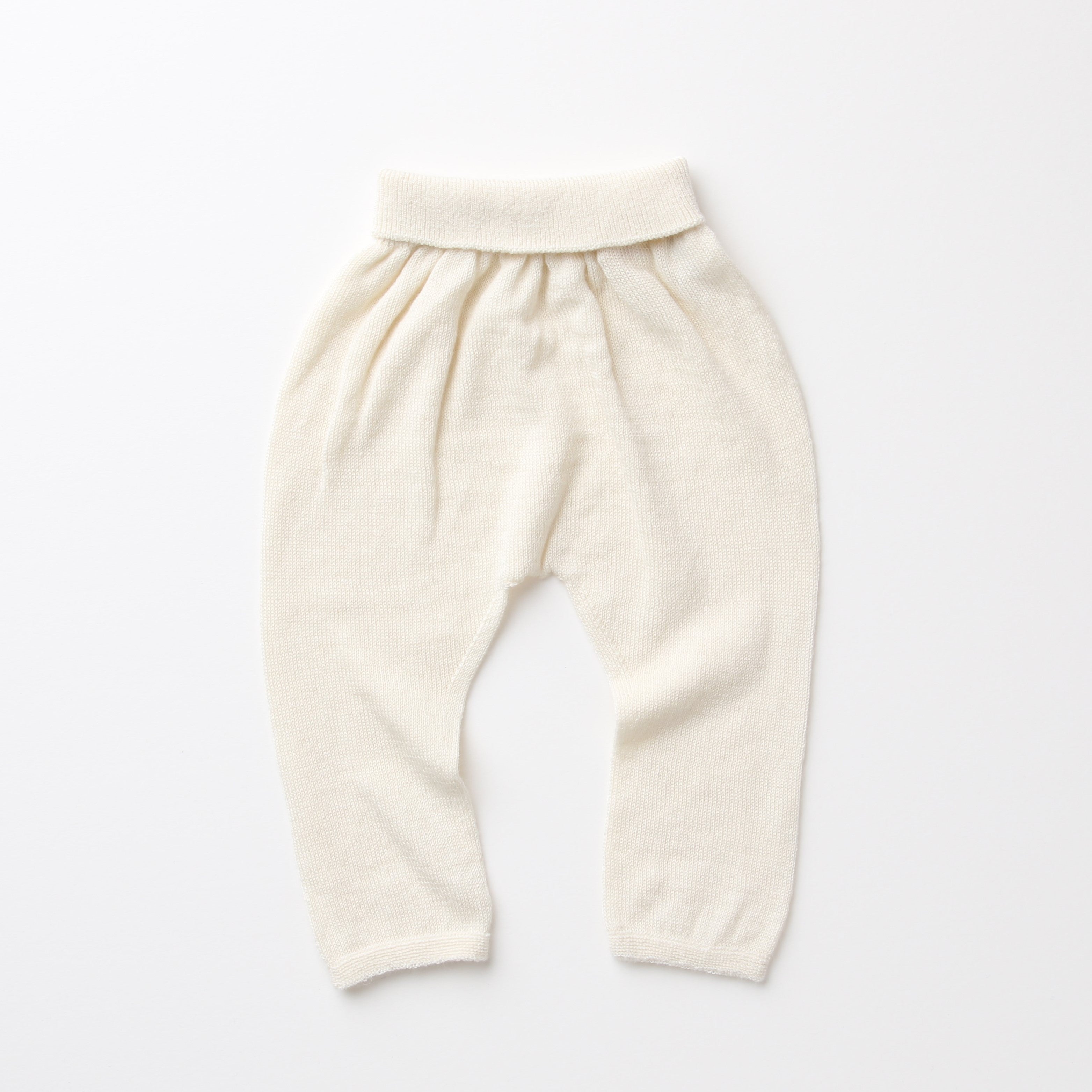 カシミヤ×シルク×コットン 縫い目のないパンツ(アイボリー)