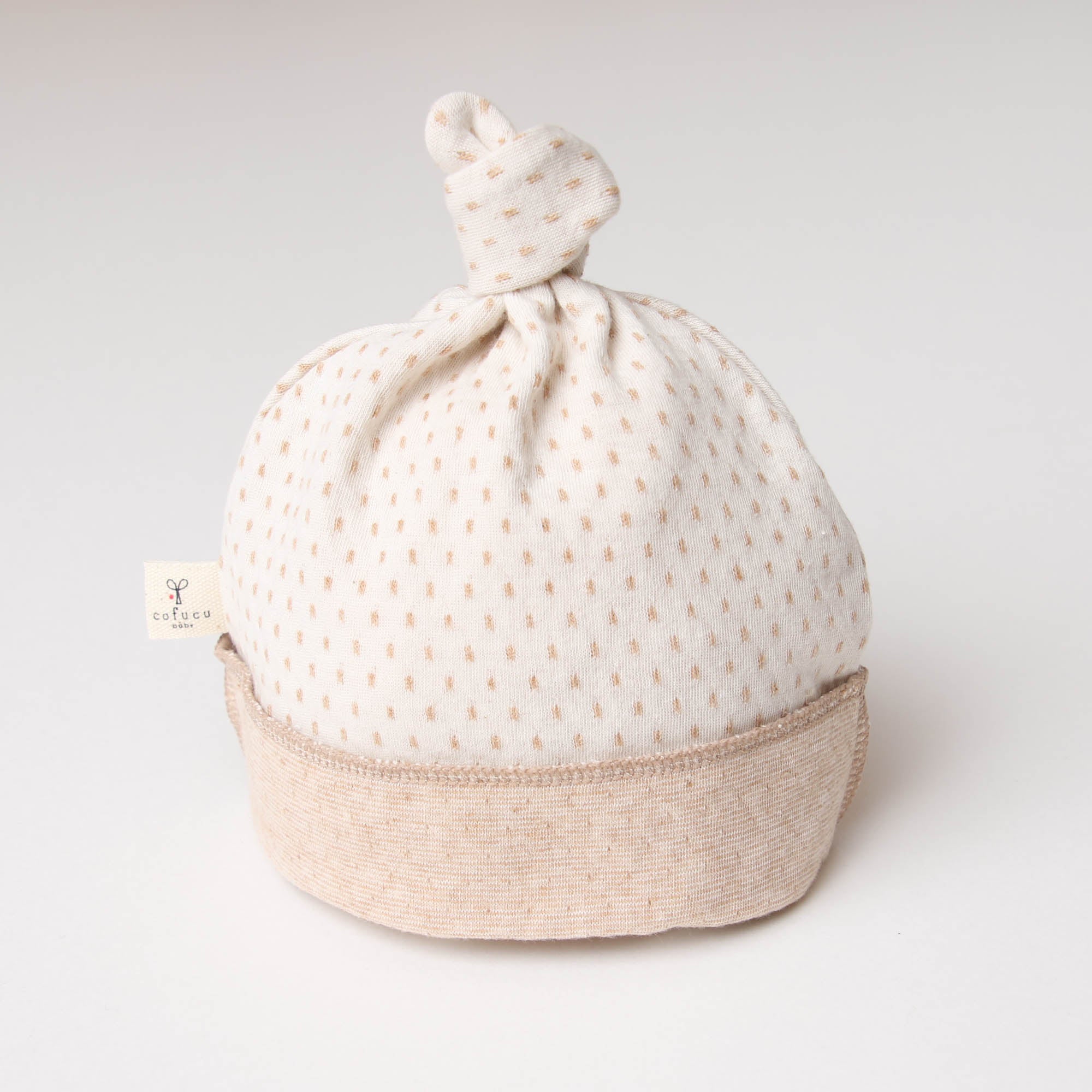 ドット柄リバーシブル結び帽