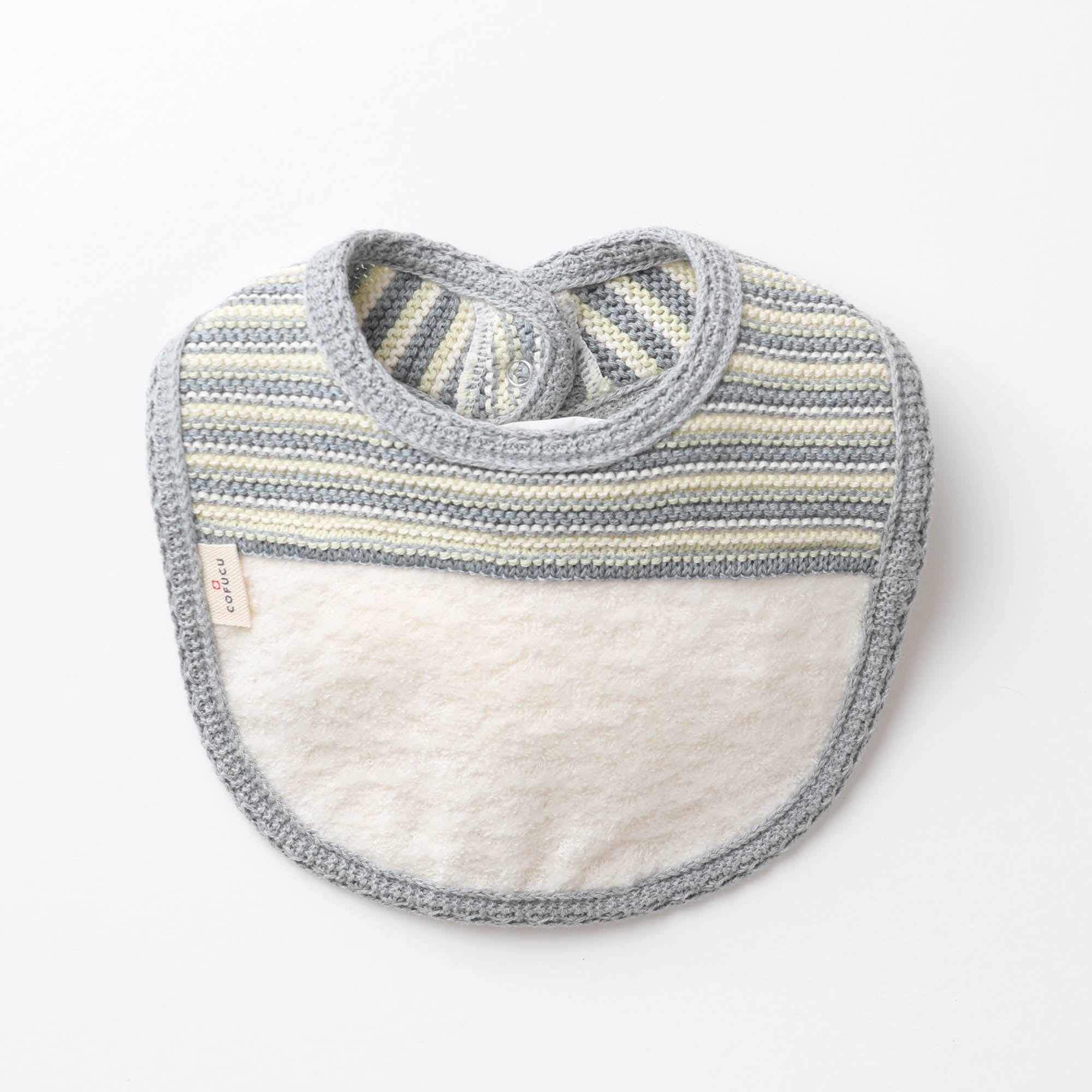 ボーダーニット&ふんわりパイルのスタイ(紺青)