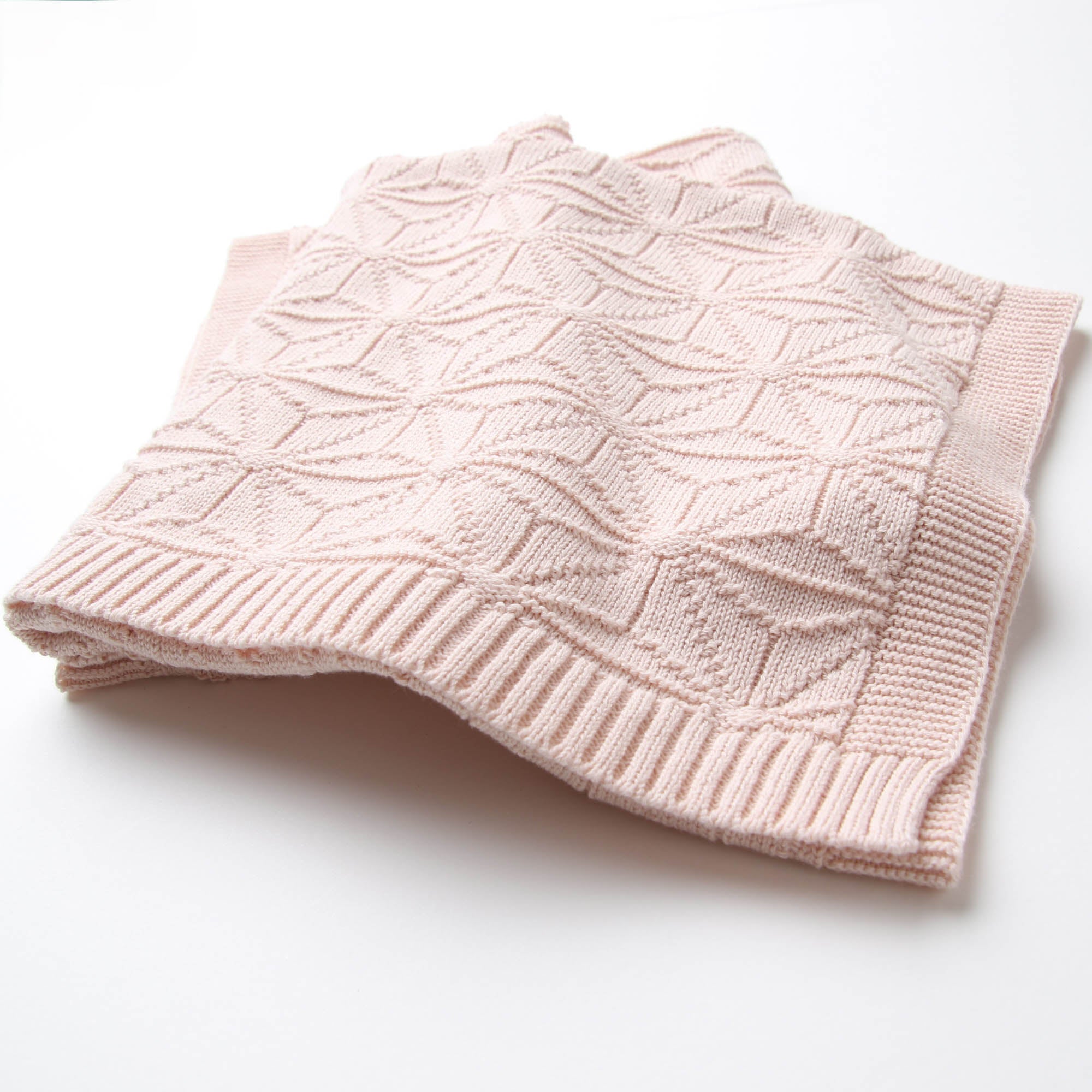 麻の葉柄ニットアフガン(さくらねずみ)