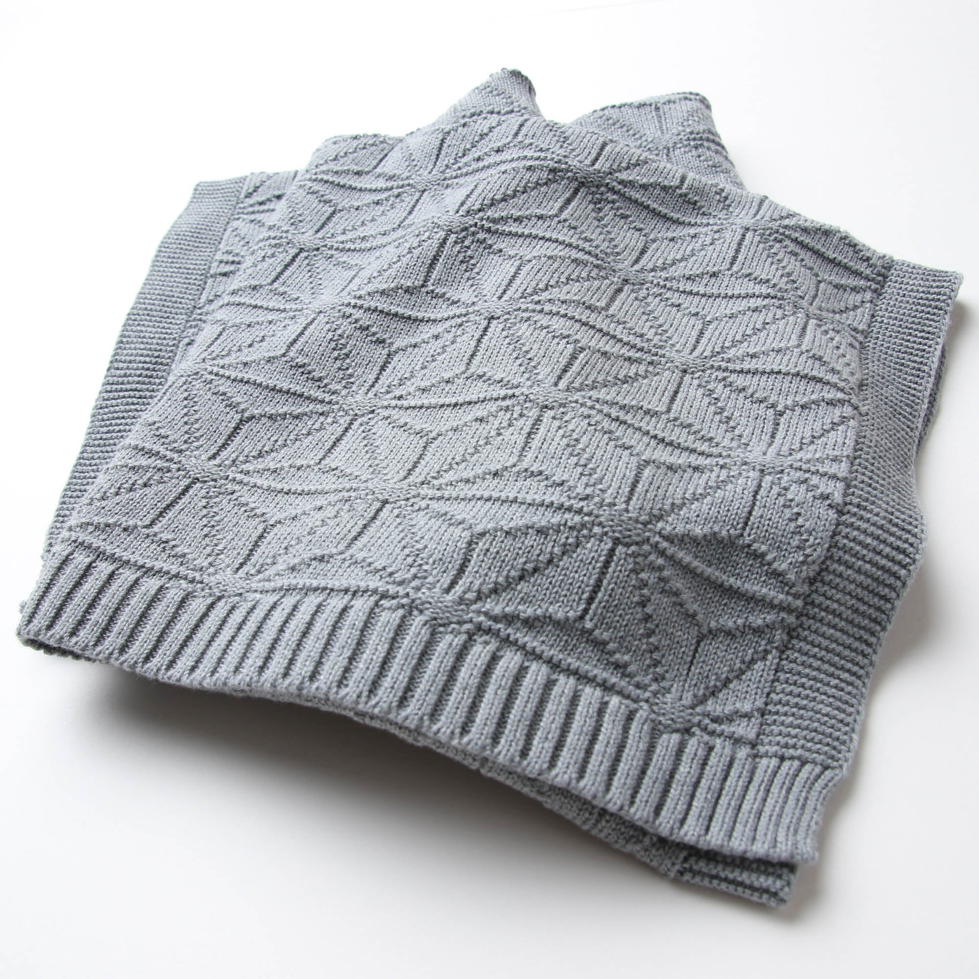 麻の葉柄ニットアフガン(紺青)