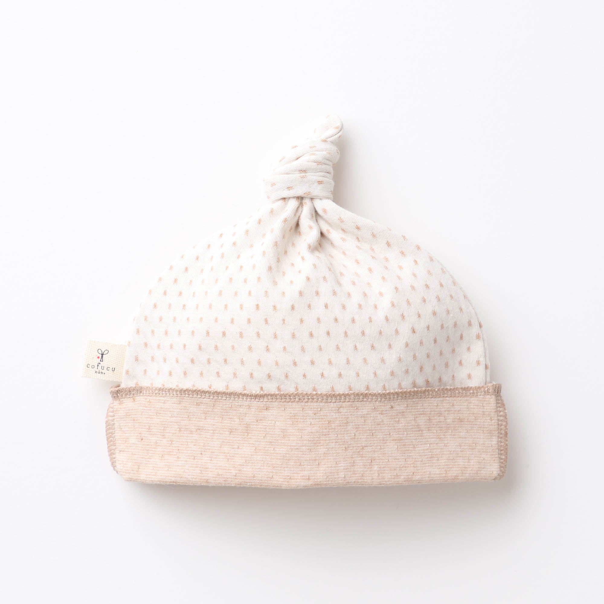 ドット柄リバーシブル結び帽
