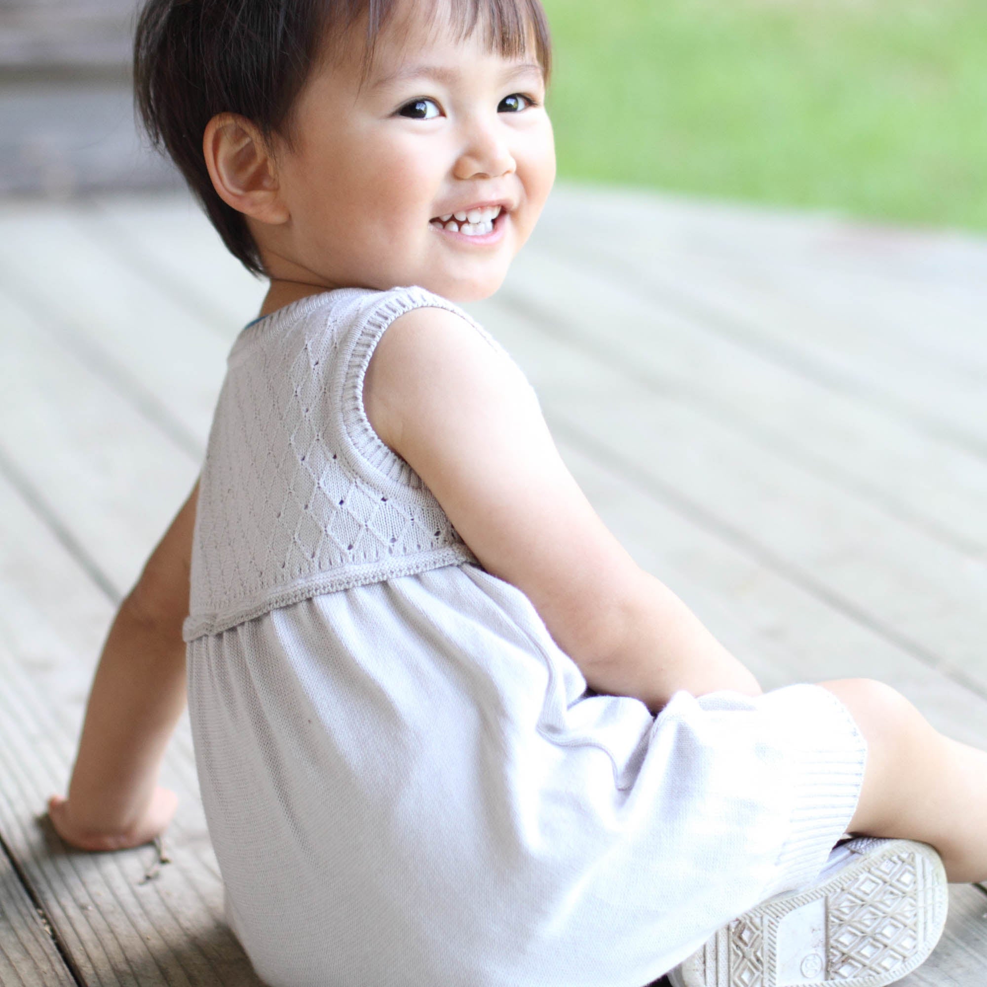 スモッキングロンパース(フェザーグレー)