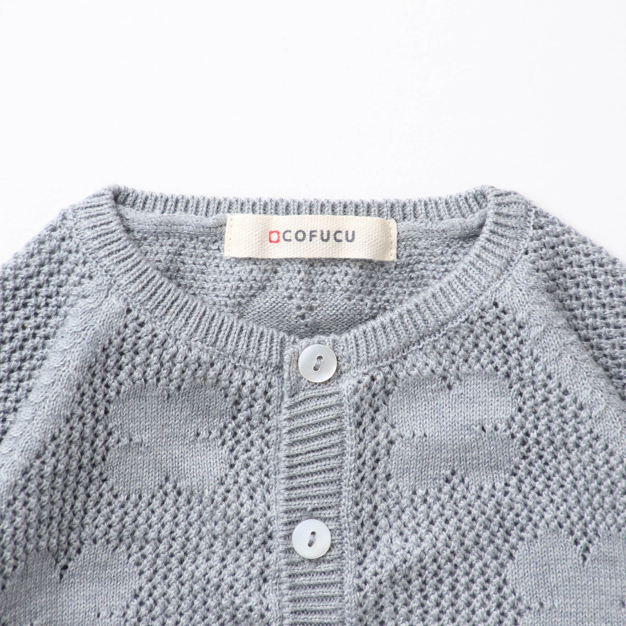 透かし柄クローバー柄カーディガン(紺青)