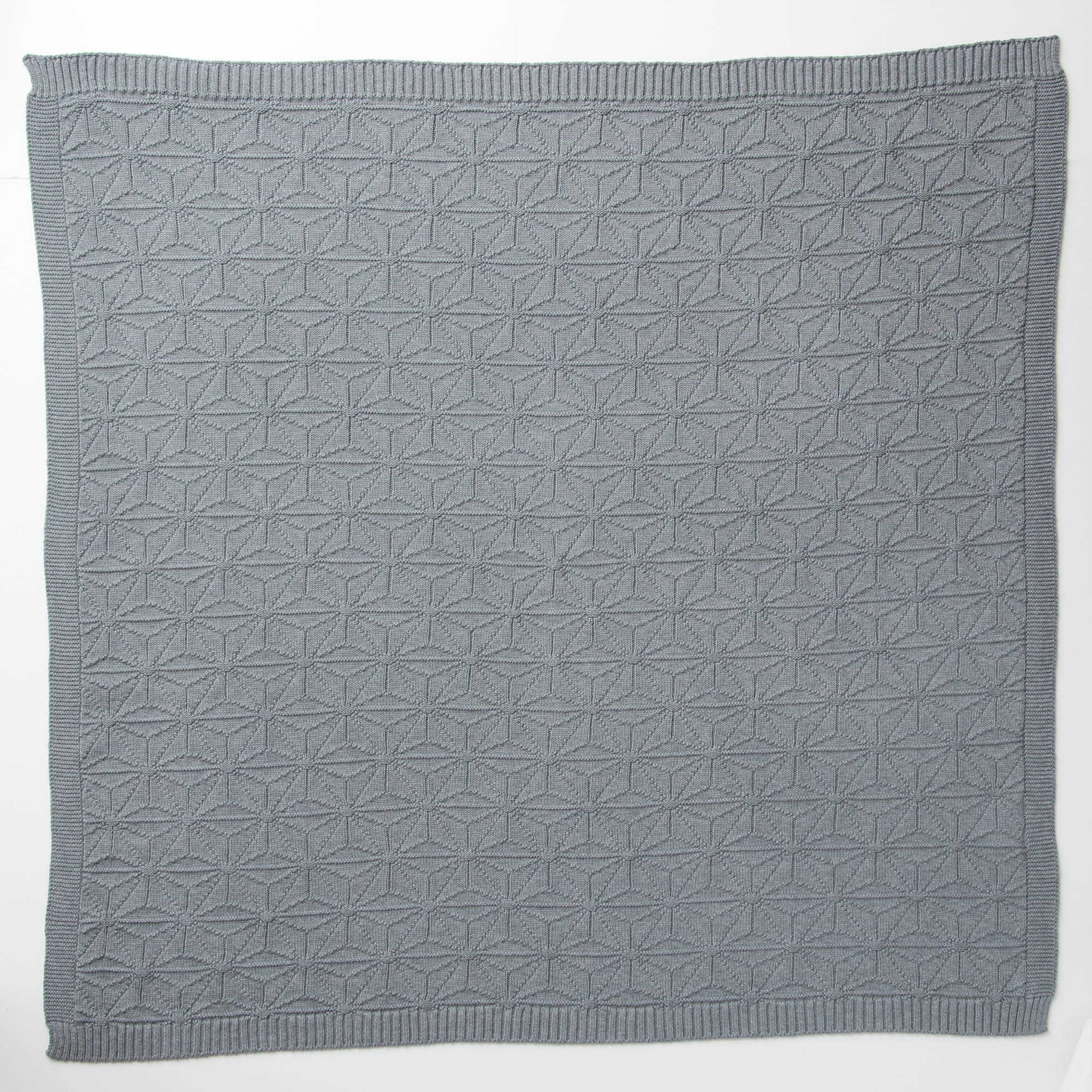 麻の葉柄ニットアフガン(紺青)