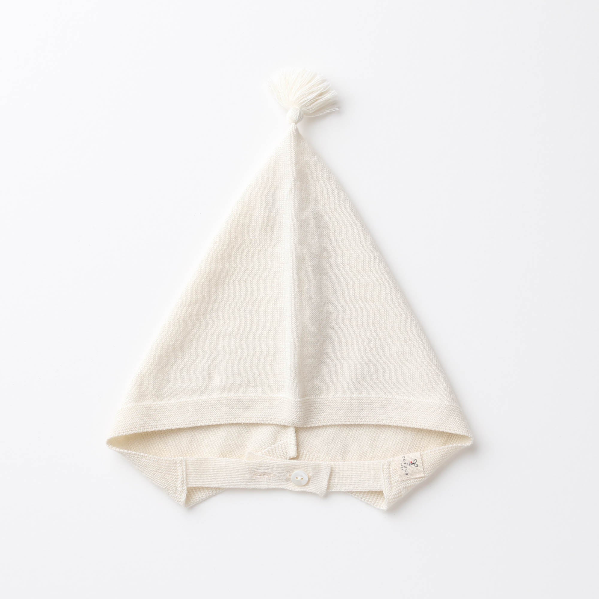 カシミヤ×シルク×コットン あご紐付き帽子(アイボリー)