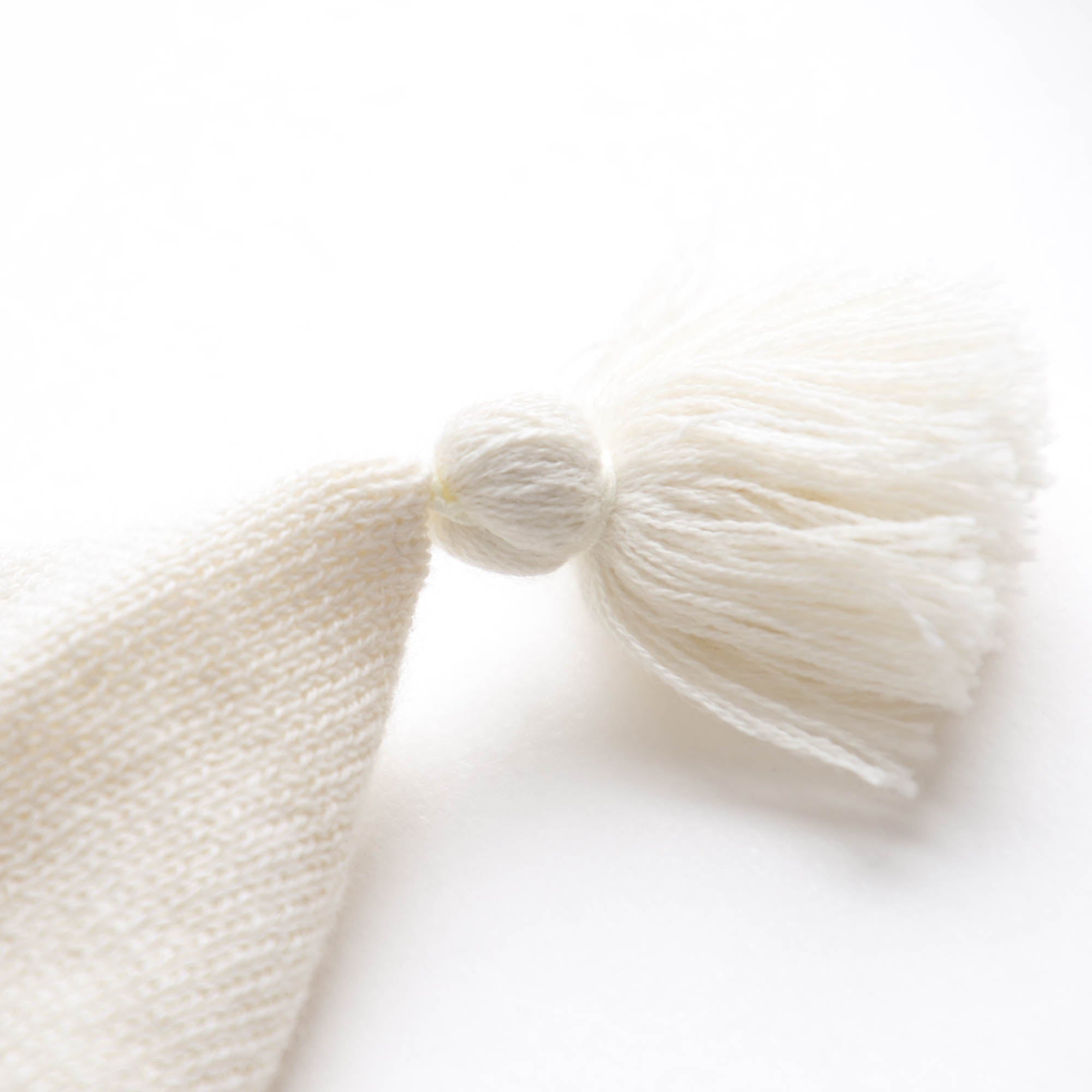 カシミヤ×シルク×コットン あご紐付き帽子(アイボリー)