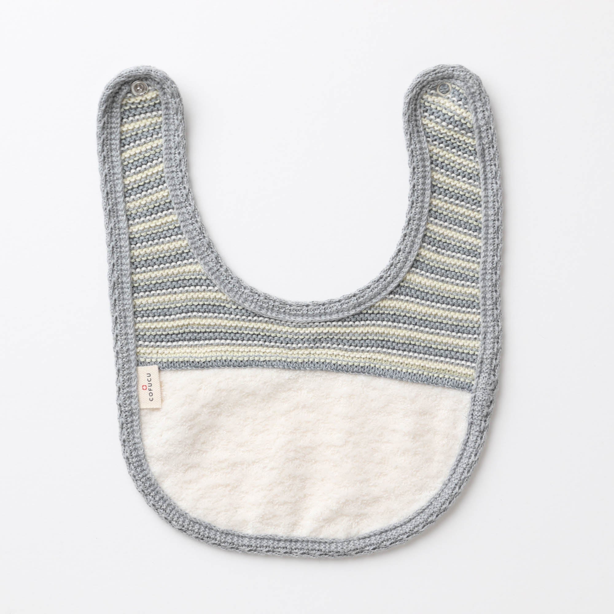 ボーダーニット&ふんわりパイルのスタイ(紺青)