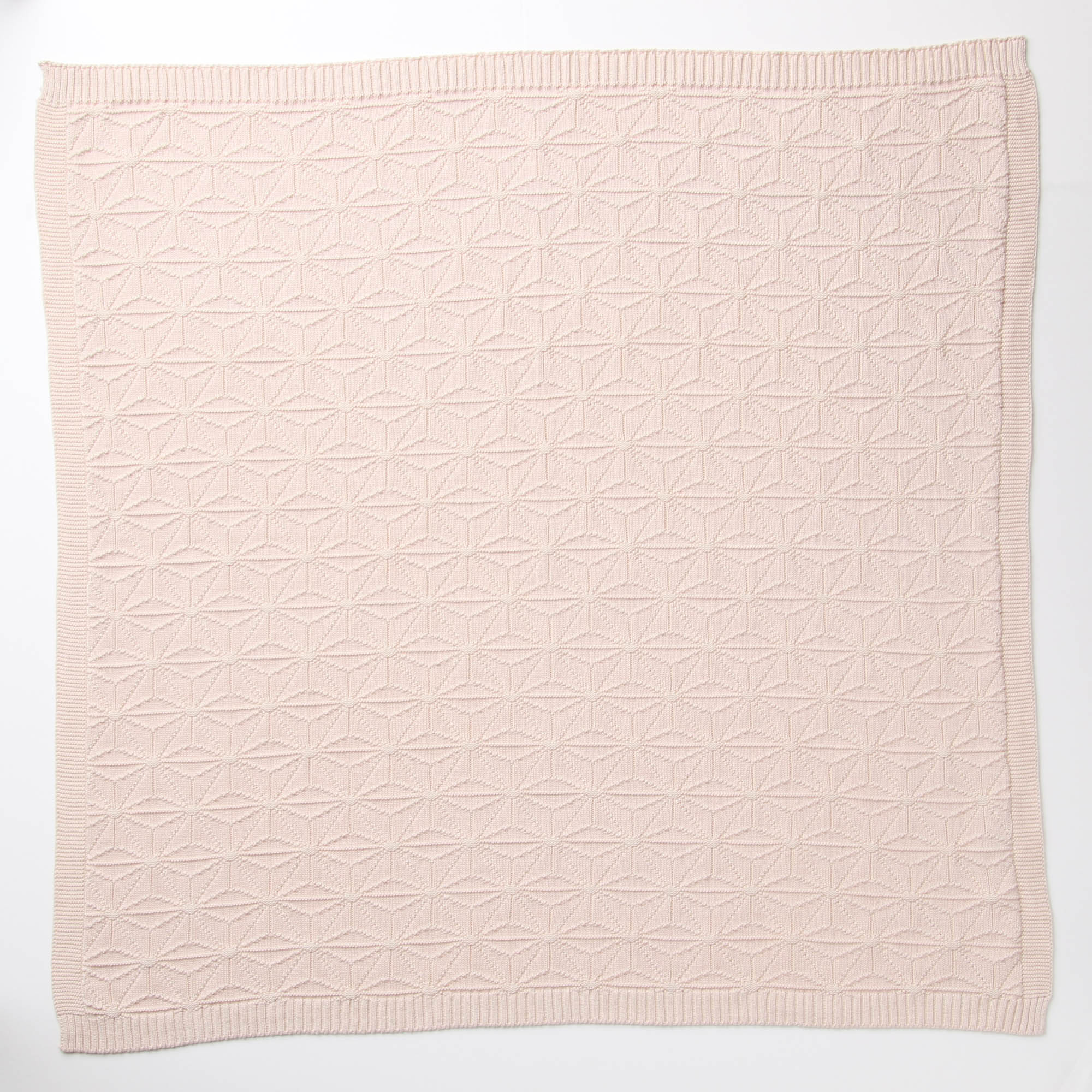 麻の葉柄ニットアフガンリバーシブル(さくらねずみ×生成)