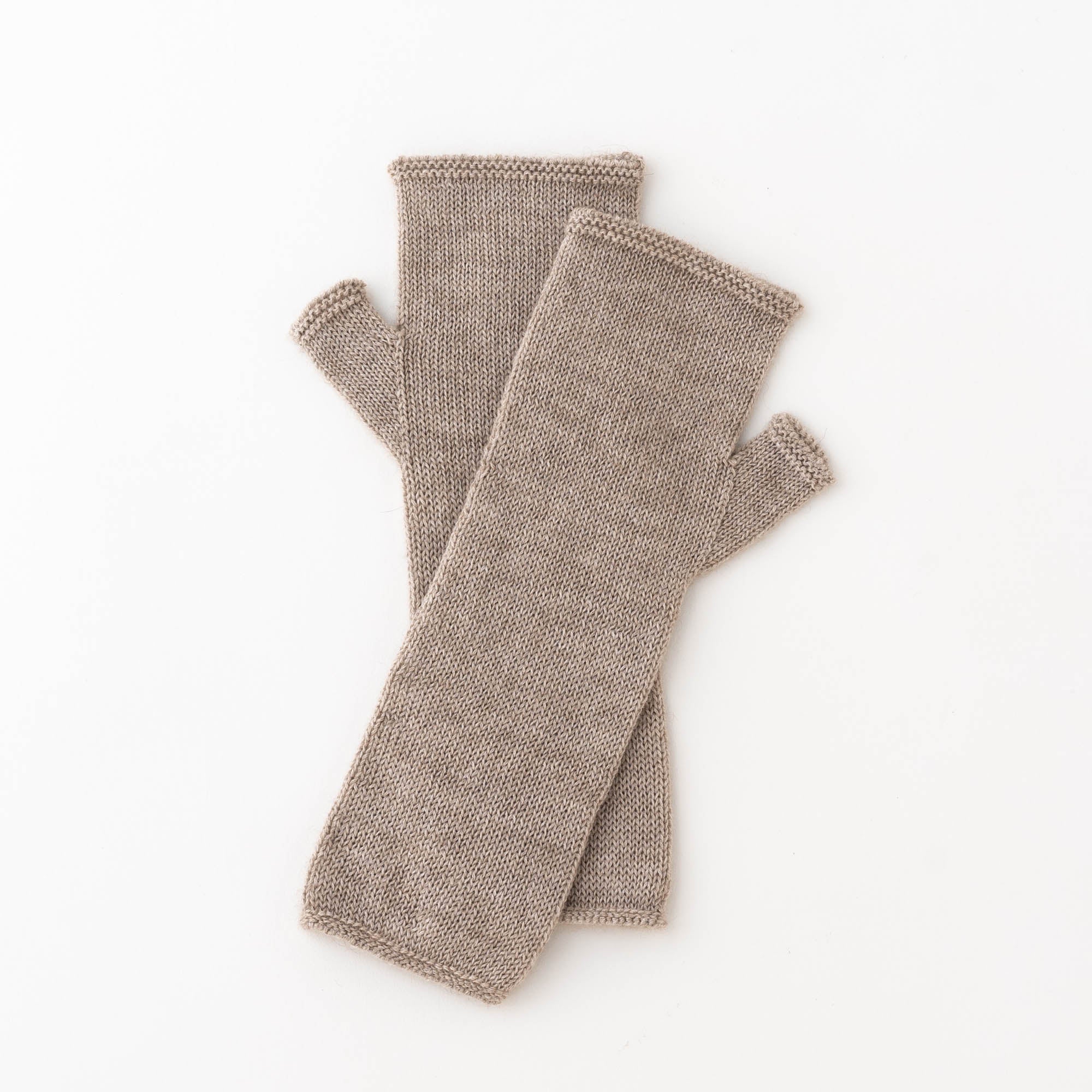 カシミヤ混アームウォーマー(ブラウン)