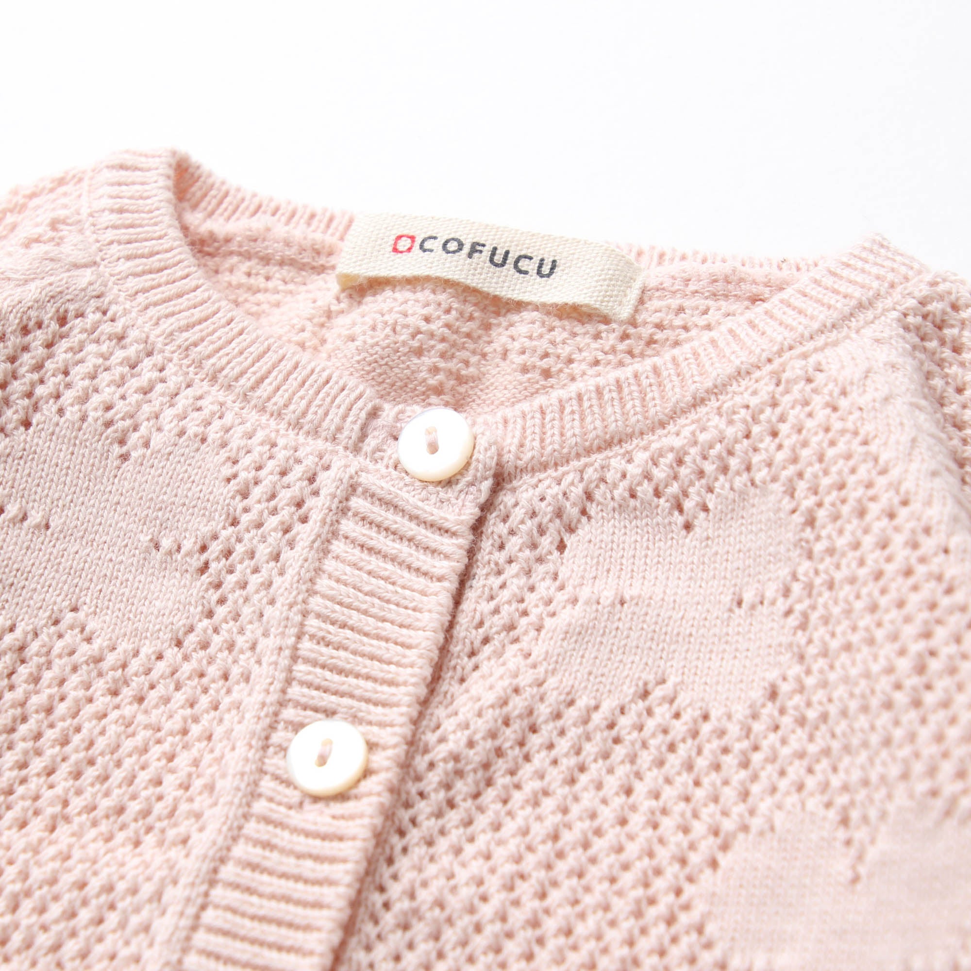 透かし柄クローバー柄カーディガン(さくらねずみ)