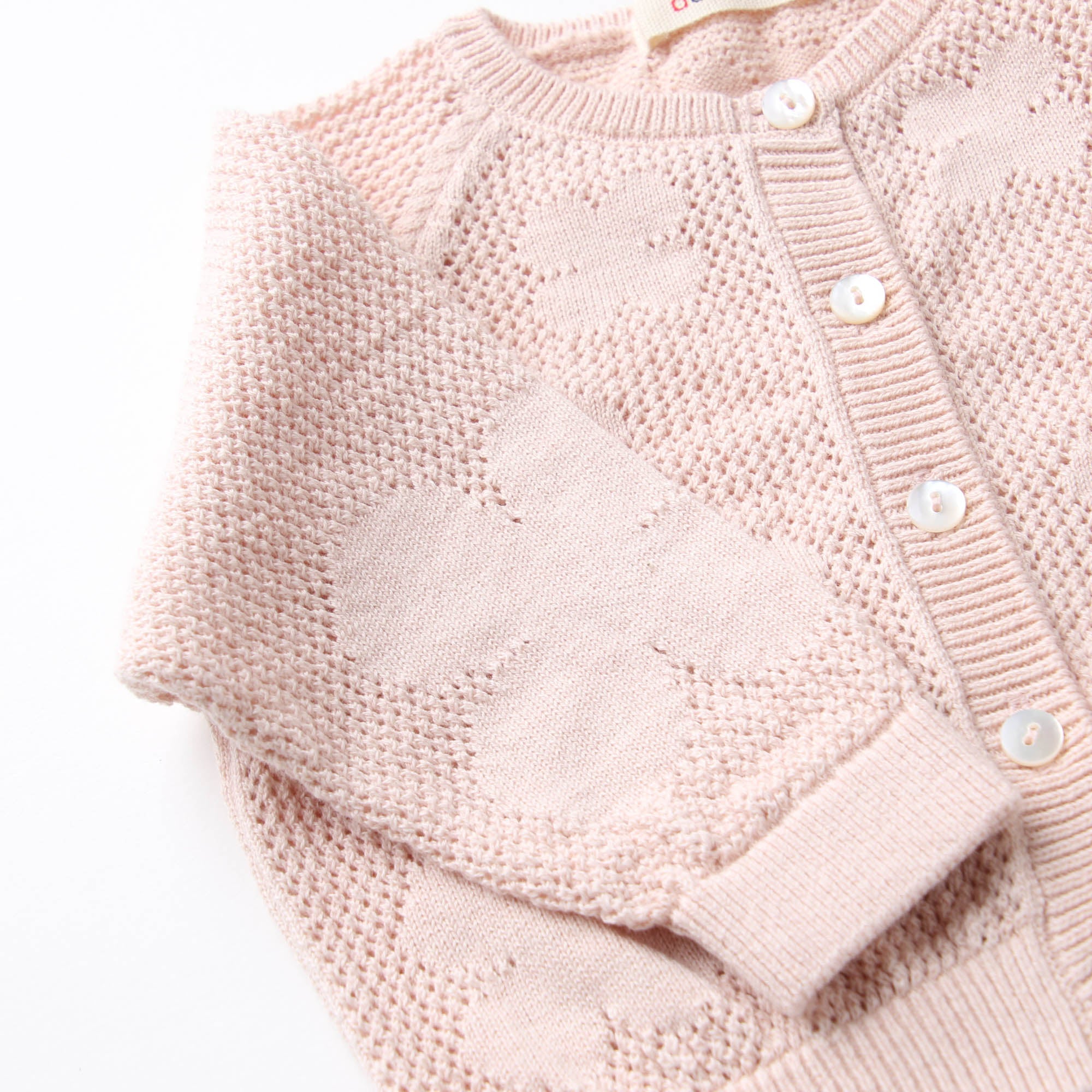 透かし柄クローバー柄カーディガン(さくらねずみ)