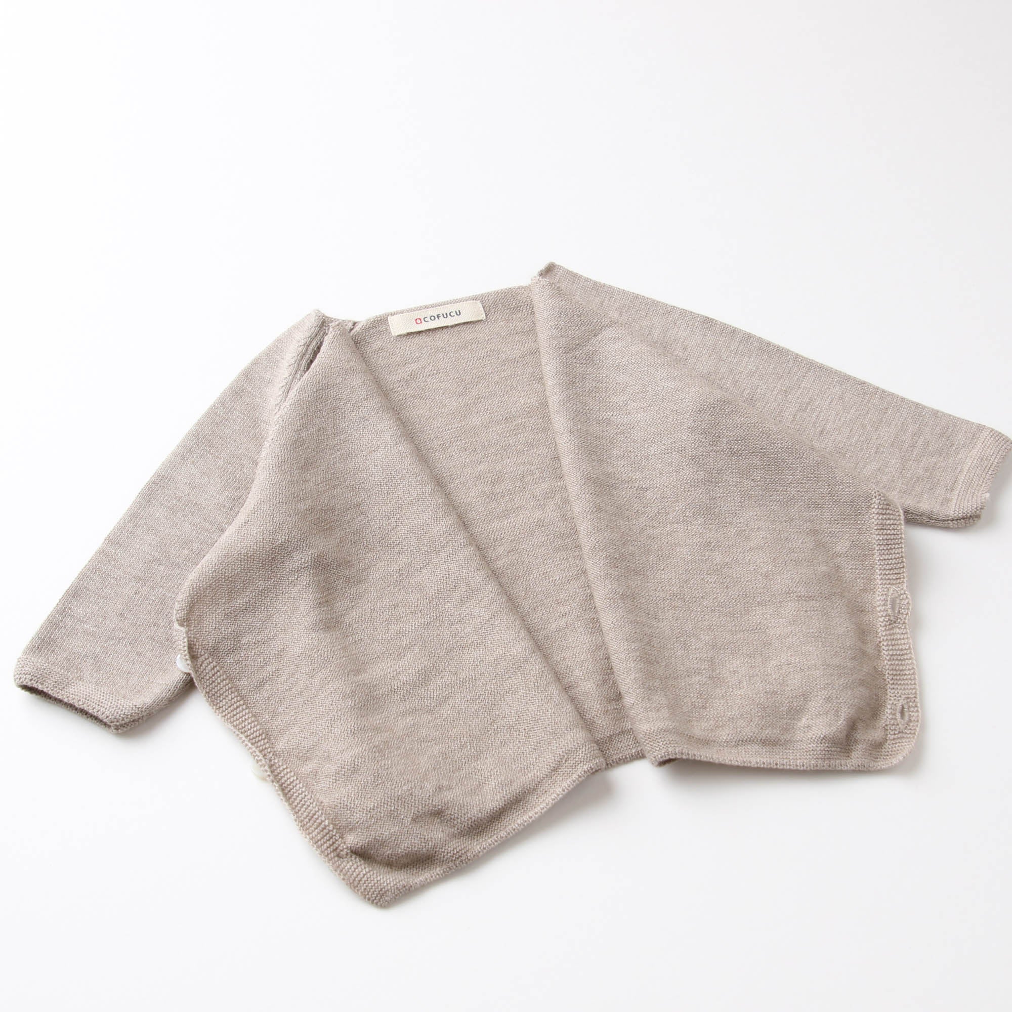 カシミヤ×シルク×コットン キモノ合わせ長袖上着(ブラウン)