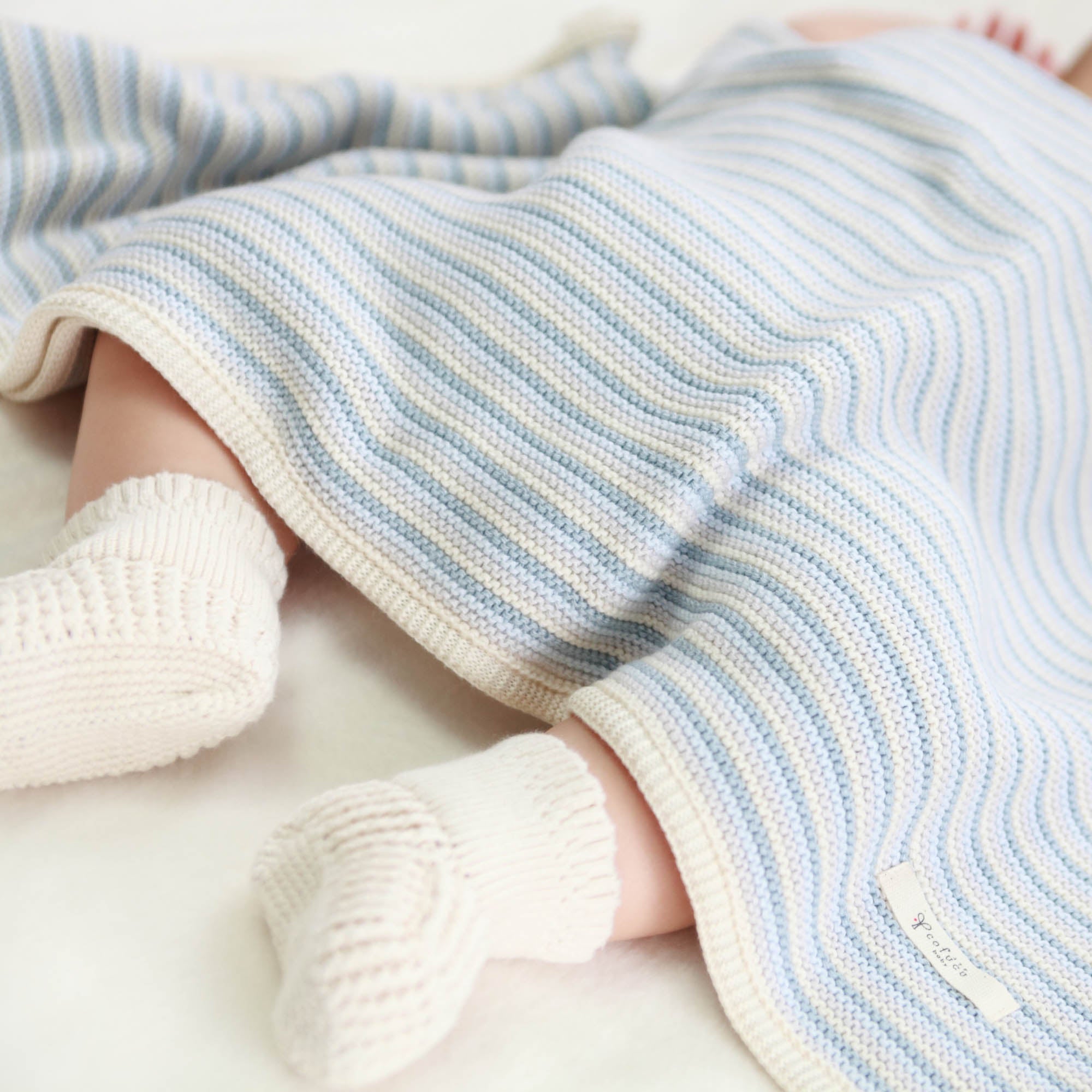 ボーダーニットアフガン(ブルー系)