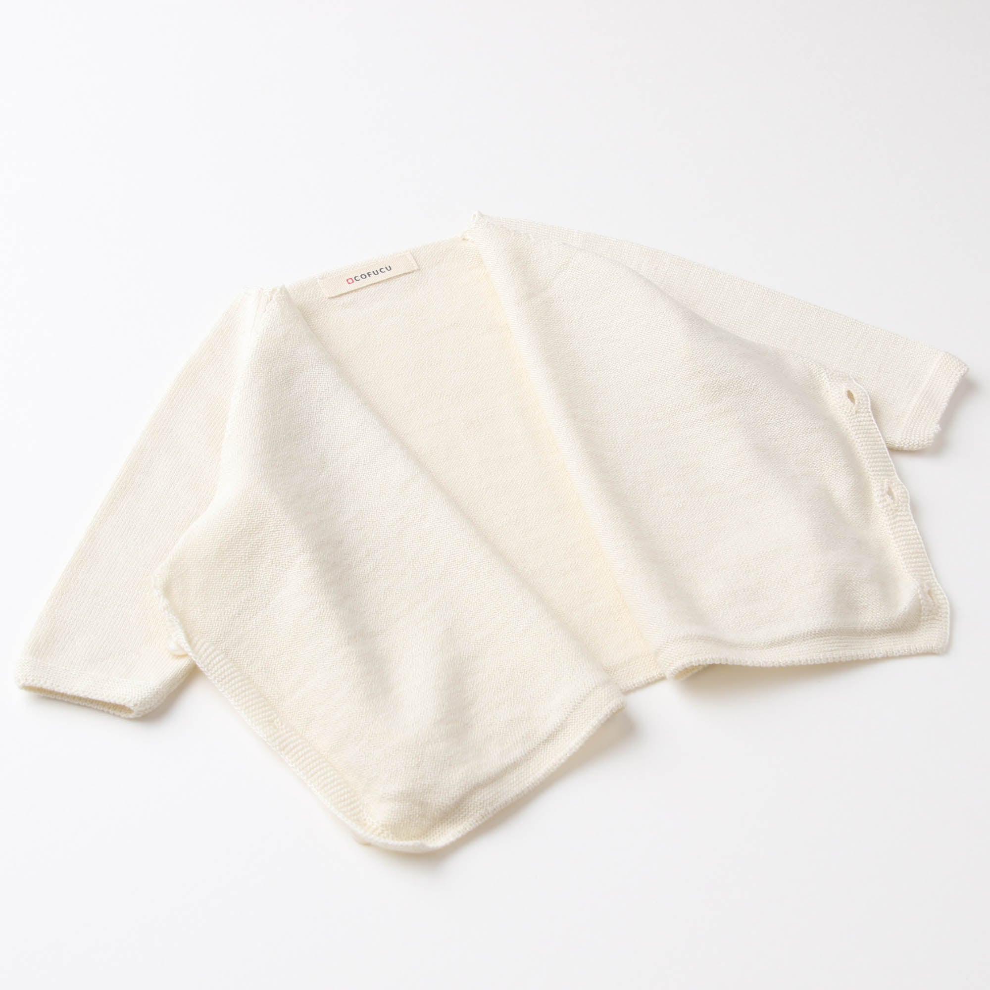 カシミヤ×シルク×コットン キモノ合わせ長袖上着(アイボリー)