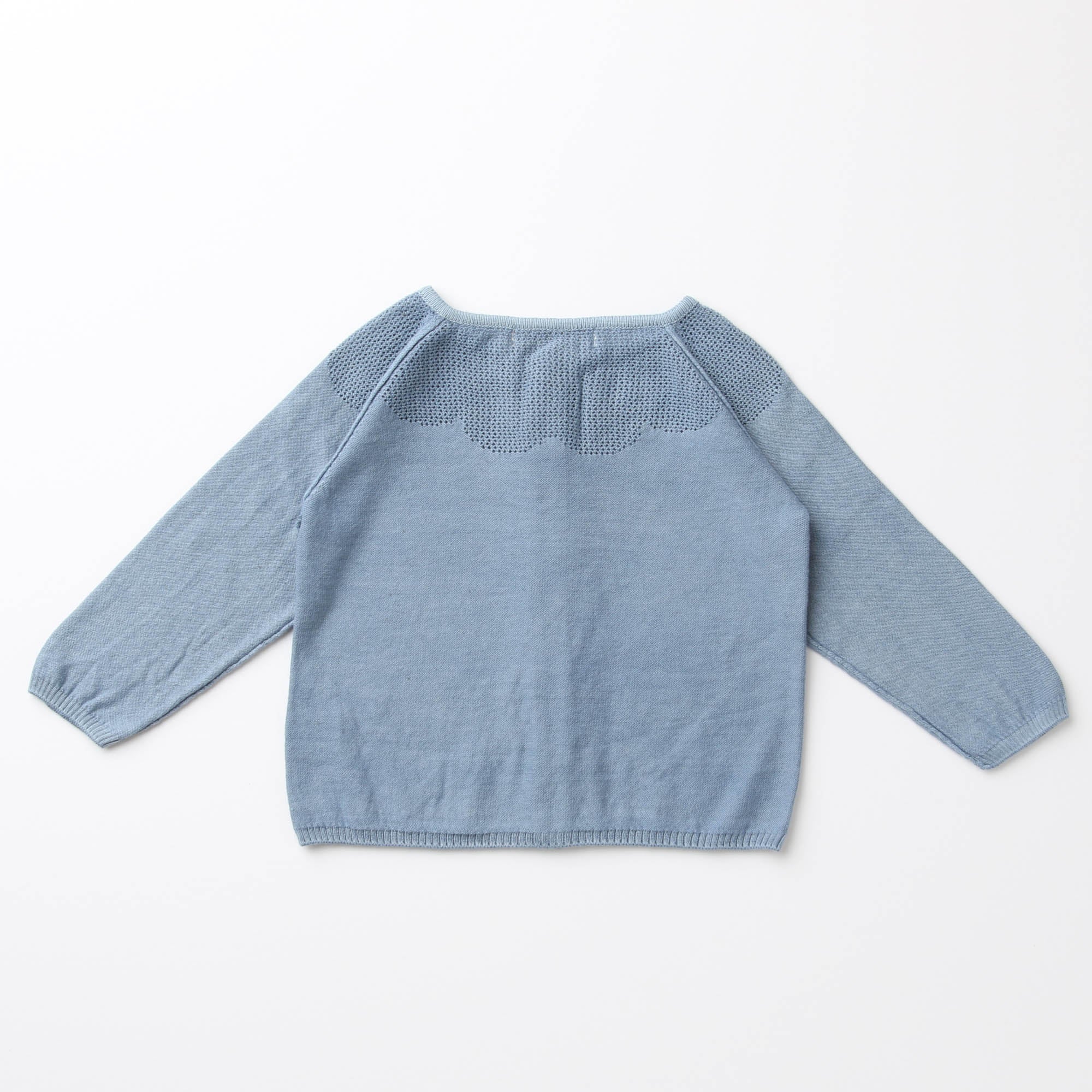 衿透かし柄ラグランカーディガン(藍錠)