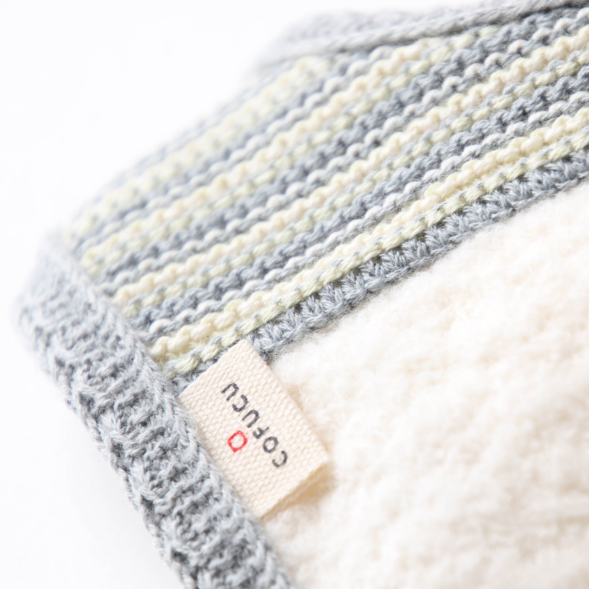 ボーダーニット&ふんわりパイルのスタイ(紺青)