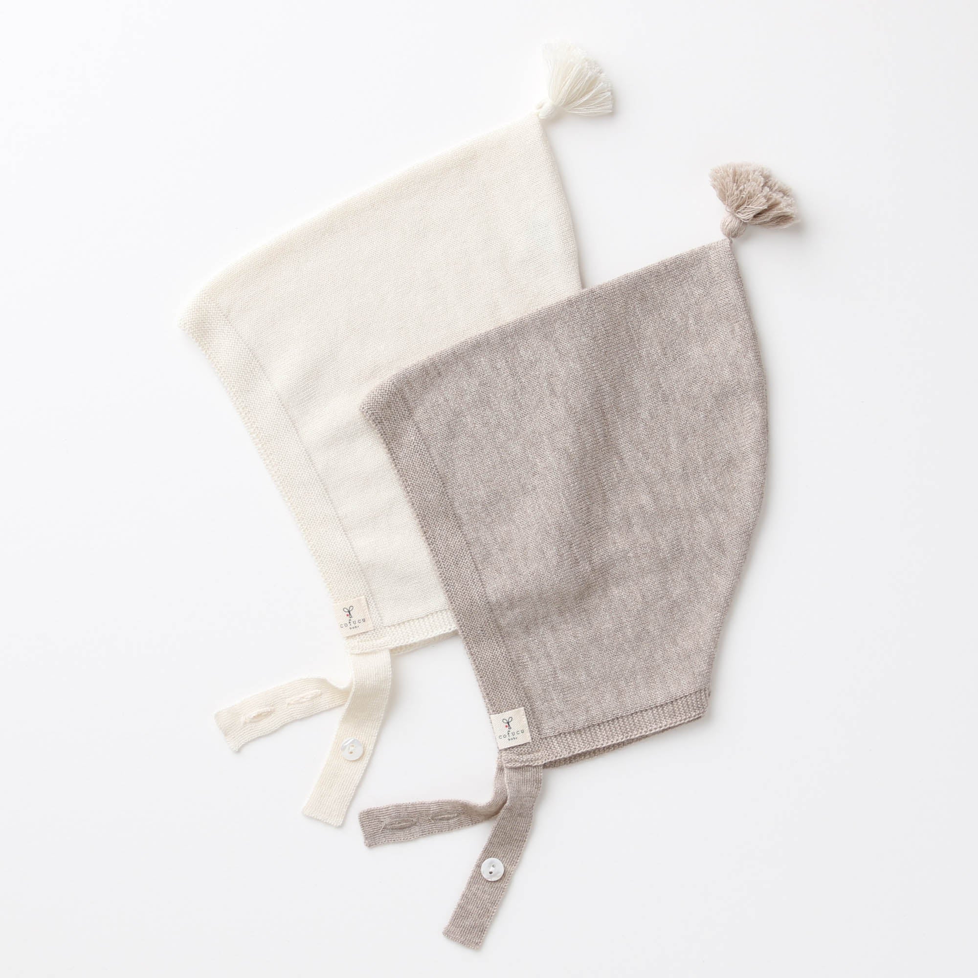 カシミヤ×シルク×コットン あご紐付き帽子(ブラウン)